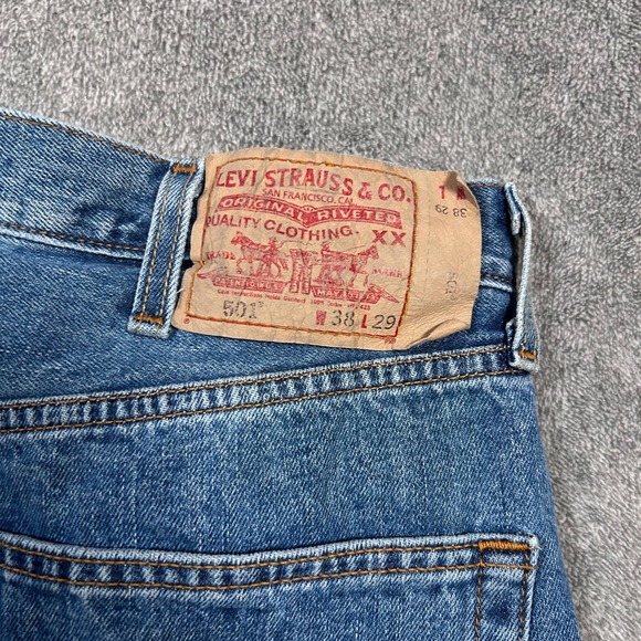 Levi's 501 Original Fit Jeans Men 36x28 Blue Button Fly Straight Leg - Picture 8 of 16